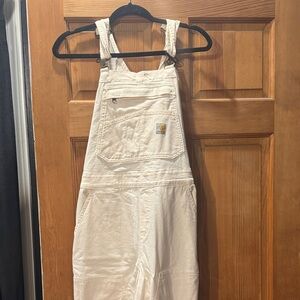 Carhartt White Womens Work Overalls - Loose Fit-Canvas -Rugged Flex-Double Knee